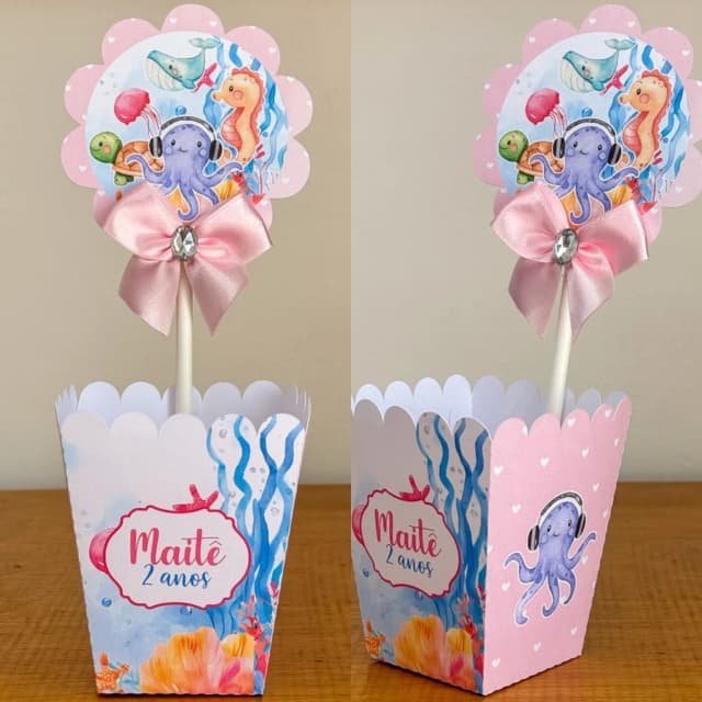 PEGUE E MONTE - Centro de Mesa FUNDO DO MAR - Decoração de Festa | Lembrancinhas | Aniversário | Personalizados