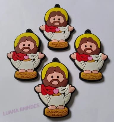 Pingente Sagrado Coração Jesus De Borracha 5,3cm Pct 5 Unds