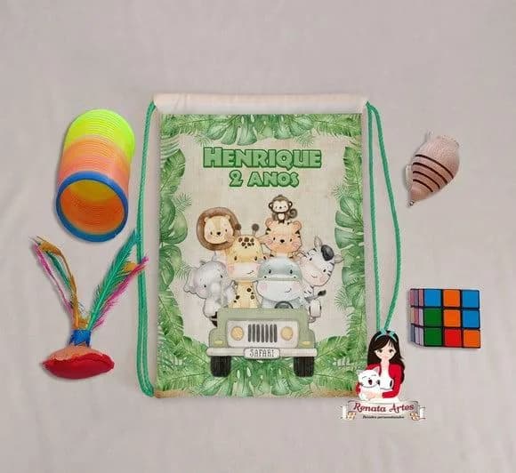 Mochila Brinquedos Retrô Tema Safari