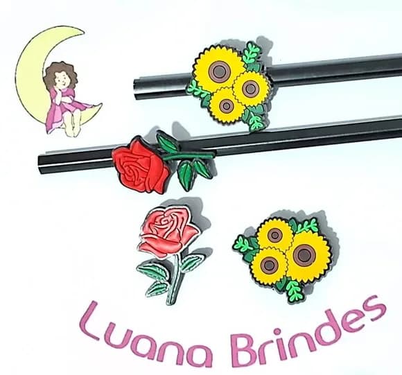 Lápis C/ponteira Flores Rosa e Girassol Pacote com 6 Unidade