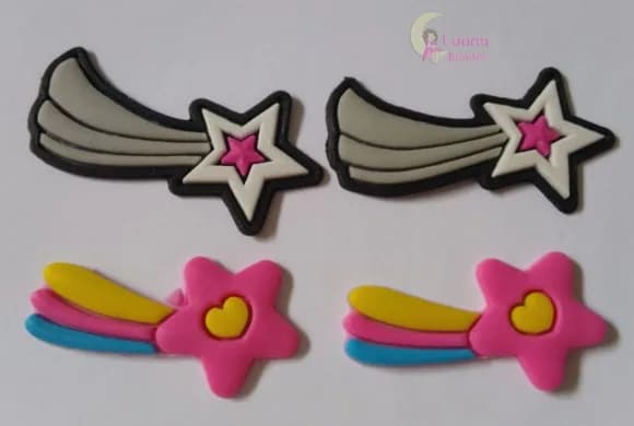 Apliques Estrelas Cadentes de Borracha - Pct C/6 Unid