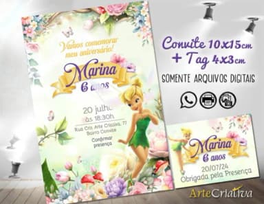 Convite Digital C/tag Tinker Bell Sininho 3