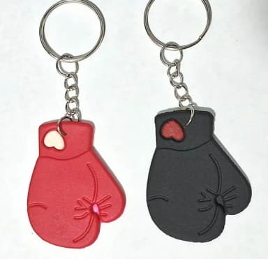 Chaveiro Luva de Boxe Vermelho e Preto 6 Unidades