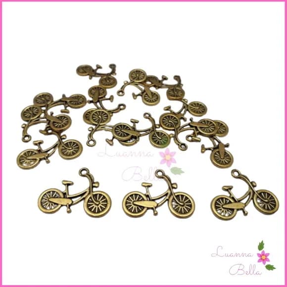 Pingente de Metal Dourado Modelo Bicicleta- Pct c/13 unds