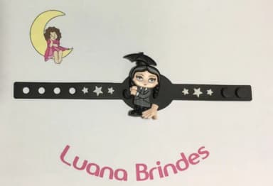 Pulseira Wandinha Addams Emborrachada 17,5 cm