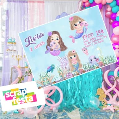 Convite Impresso Personalizado Festa Sereia Aquarela