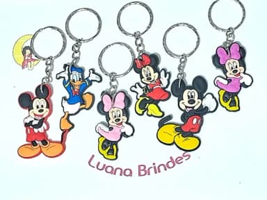 Chaveiro Mickey e Minnie Emborrachado Pacote 6 Unidades