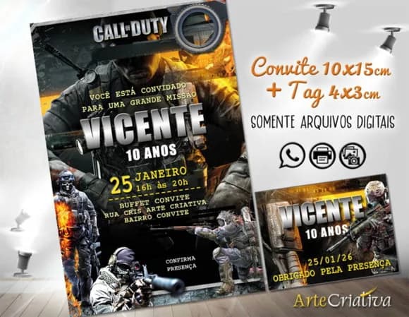 Convite Digital C/tag Call Of Duty