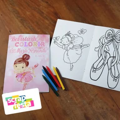 Revista Colorir + Giz de Cera Festa Bailarina Aquarela