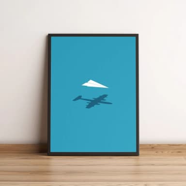 Quadro Avião de Papel com Sombra de Aeronave 2651