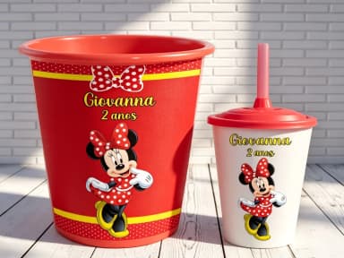 Kit Balde e Copo Twister personalizado da Minnie