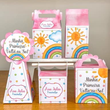 PEGUE E MONTE - Kit Festa PRIMEIRA VOLTA AO SOL MENINA - Decoração de Festa | Lembrancinhas | Aniversário | Personalizados