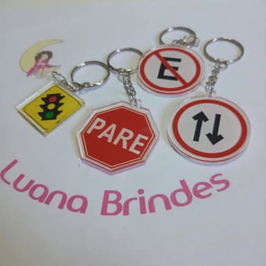 Chaveiro Placa de Transito 4cm Pct 4 Unidades