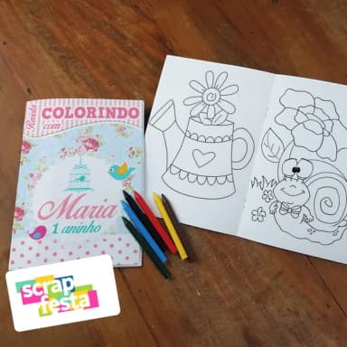 Revista Colorir + Giz de Cera Festa Jardim Encantado