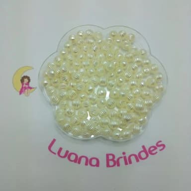 Pérola Decorada Creme 8mm Pct 100 unidades