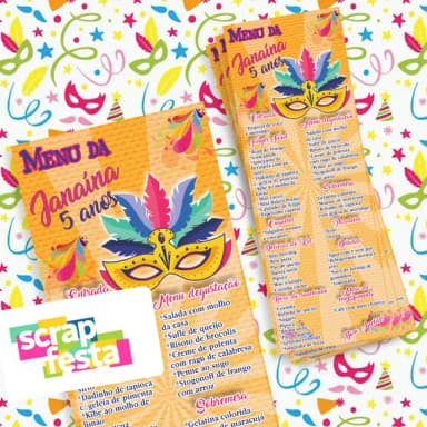 Menu Cardápio Personalizado Festa Carnaval
