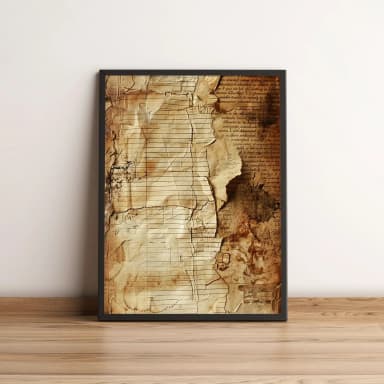 Quadro Decorativo com Pergaminho Antigo e Escritos 1682
