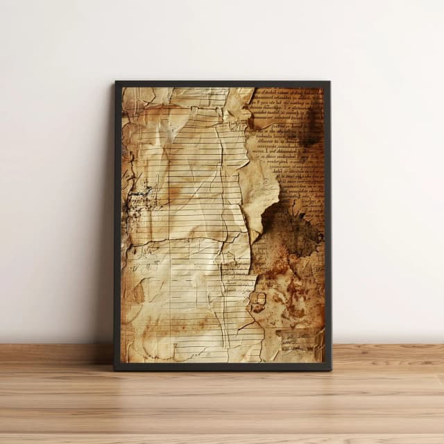 Quadro Decorativo com Pergaminho Antigo e Escritos 1682