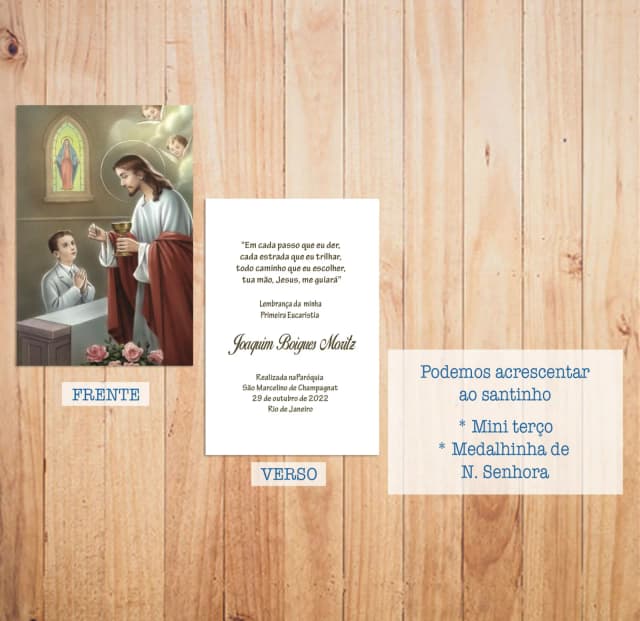 Santinho Primeira Comunhão Frente e Verso