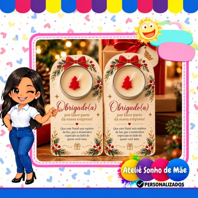 Lembrancinha de Natal Corporativa com Vela Personalizada – Brinde para Funcionários e Clientes