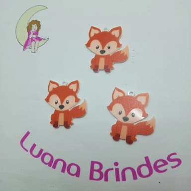Pingente Raposa de Acrílico U.V. 3,2cm Pacote 5 Unidades