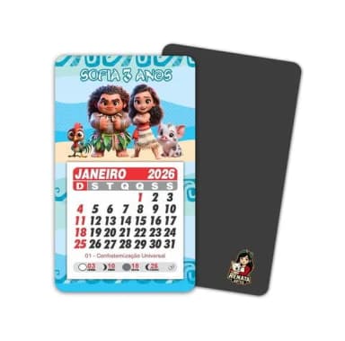 Imã de Geladeira com Calendário Moana