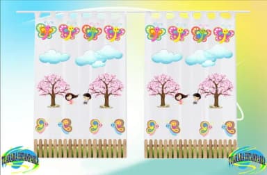 Cortina Personalizada Infantil Floral