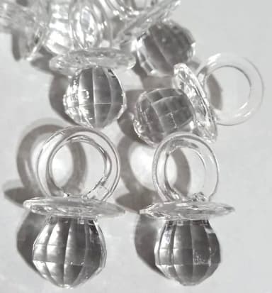 Pingente Chupetinha Transparente Facetada 3cm - 10 Unidade