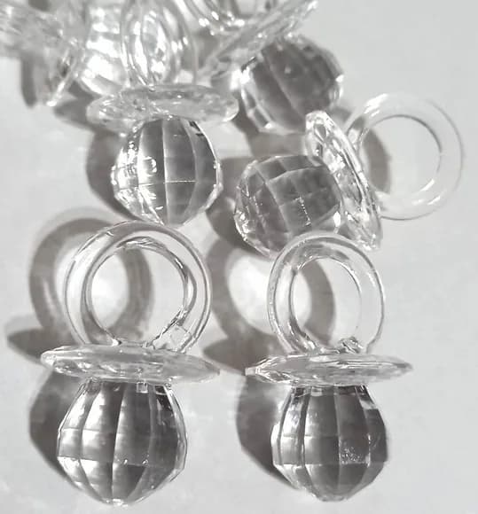 Pingente Chupetinha Transparente Facetada 3cm - 10 Unidade