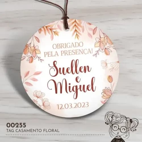 Tag Redonda Casamento Floral - 00255