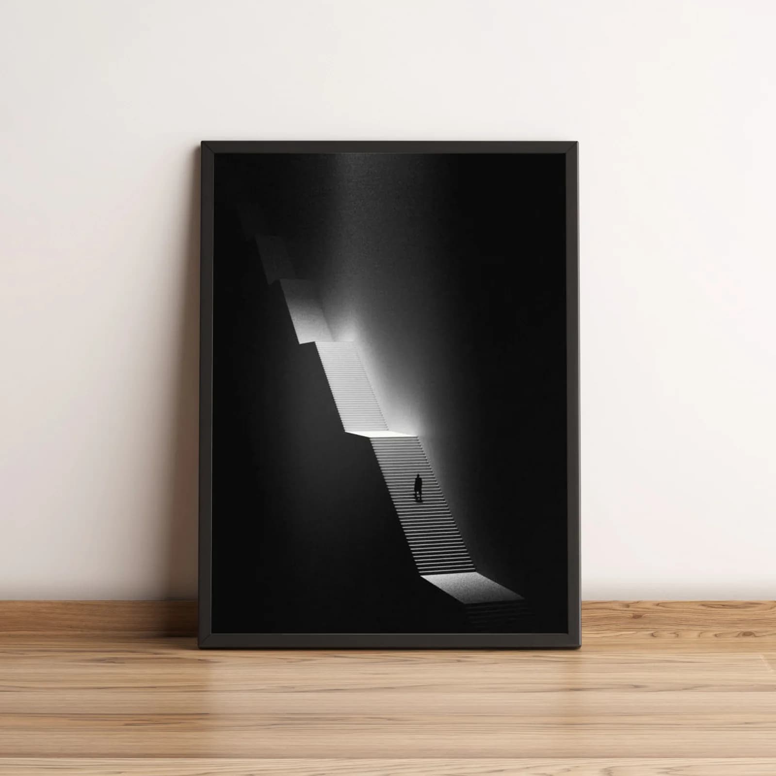 Quadro Escada Minimalista em Preto e Branco 2695