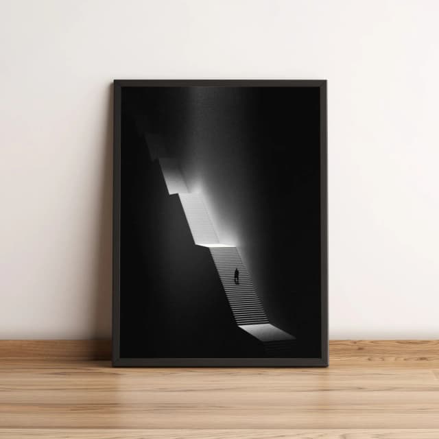 Quadro Escada Minimalista em Preto e Branco 2695