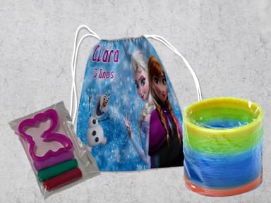 Kit Mochilinha + Mini Massinha de modelar e Mola Maluca Frozen