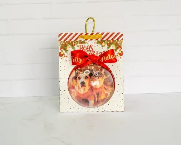 Enfeite Natal Bola Acrílica Personalizada C/embalagem 3 Unid