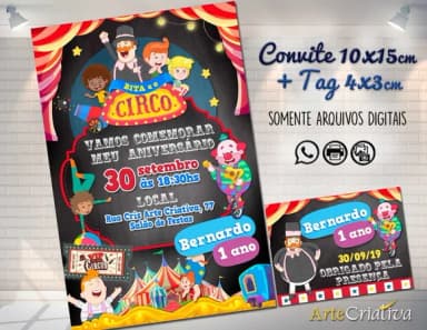 CONVITE DIGITAL C/TAG Bita Circo Chalk