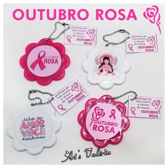 Espelho Flor Outubro Rosa - Valor Unitário