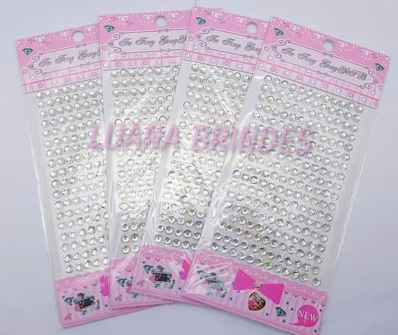 Cartela Adesiva com Strass Prata - 2 unidades