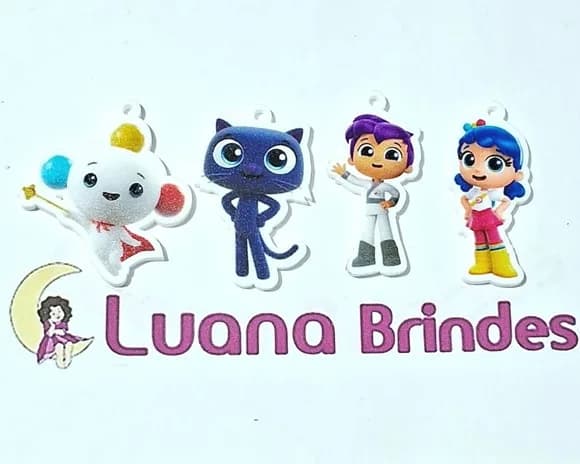 Pingente Vera e o Reino do Arco Iris Acrílico Pct C/8 Peças
