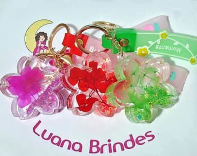 Chaveiro Flor de Areia Movediça Líquida Pacote com 1 Unidade