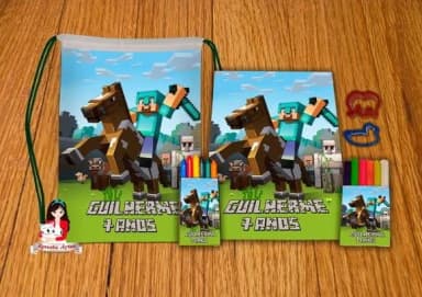 Kit Passatempo Personalizado na Mochila Minecraft