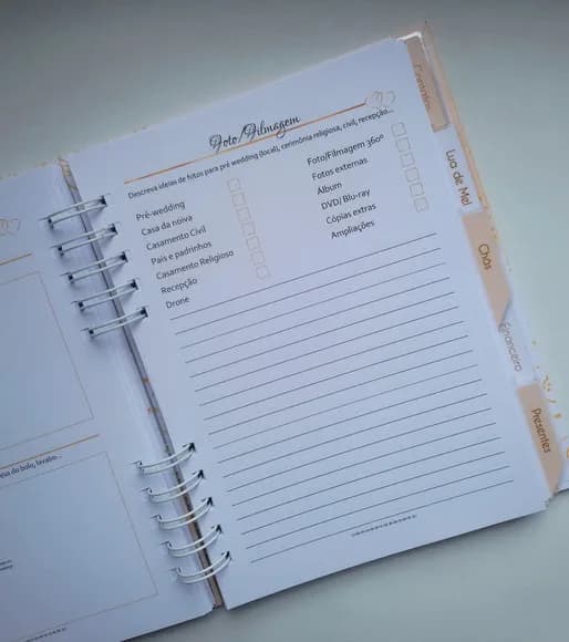 Planner da Noiva Personalizado Permanente c/ Divis - Mod 01