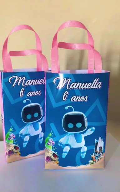 Sacolinhas Personalizadas Astro Bot Meninas Lembrancinhas Para Aniversário