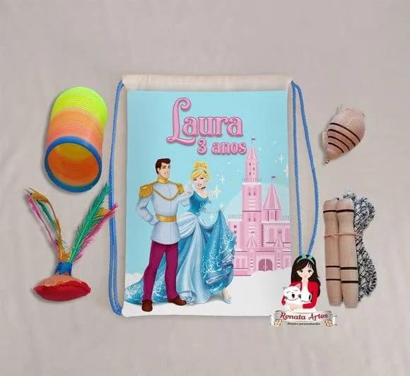 Mochila Boa Infância Tema Cinderela e Príncipe