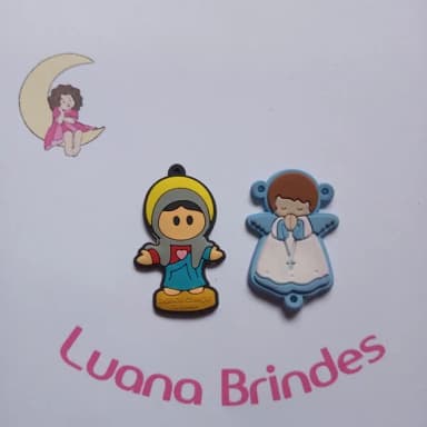 Kit terço Anjinho Azul e Maria de Borracha 5,3cm 2 Kits