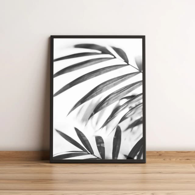 Quadro Folhagem Tropical em Preto e Branco 2561