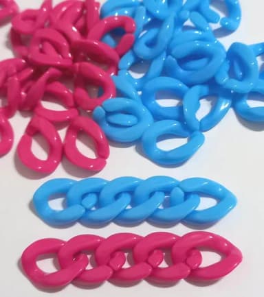 Elo para Corrente de Plástico Pink e Azul (19mm) - 100 Unid