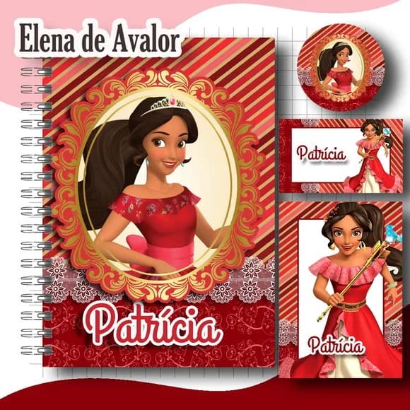 Caderno + Etiquetas + Tag Personalizada + Lápis ( Elena )
