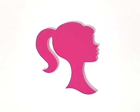 Aplique Barbie Pink 3cm Frente e Verso Acrílico - 5 Unidades