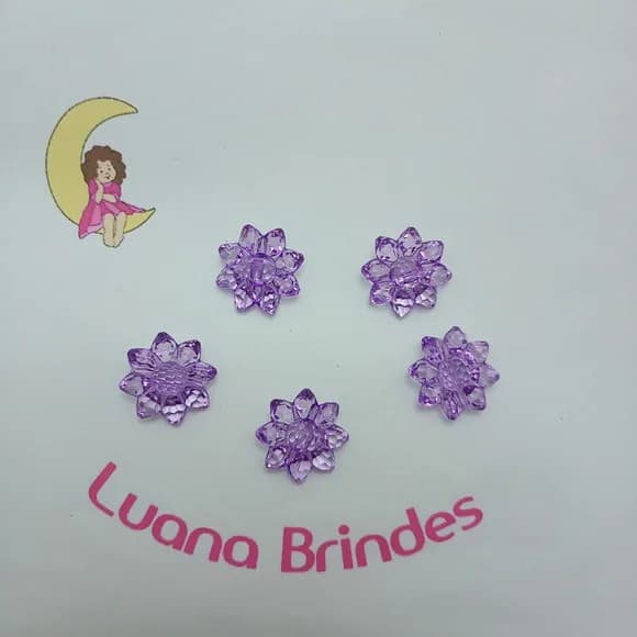 Botão Flor de Acrílico Lilás 2cm Pct 28 Unidades