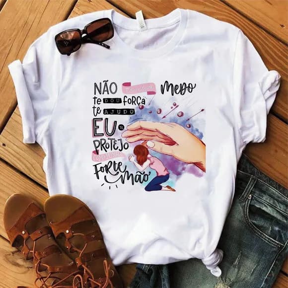 Camiseta Mensagem de Força e Proteção